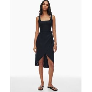 Wilfred Black Midi Wrap Style Dress